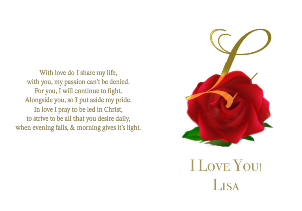 Personalized Initial Red Rose Happy Birthday Card - Image 2